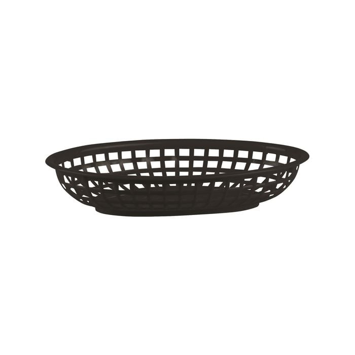 Plastic Oval Bread Baskets Small 24 x 15cm Set of 12 Black