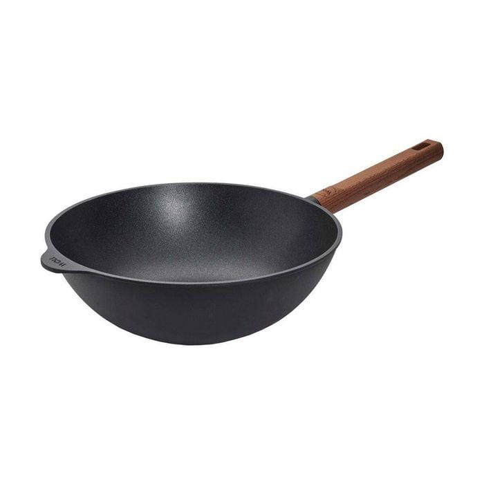 Eco Logic Aluminium Non-Stick Stir Frying Wok w/ Wooden Handle 28cm Round Black