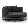 Cannes Outdoor Round Aluminium And Rope Daybed Sun Lounge Charcoal & Carbon Grey Rope/denim Cushions