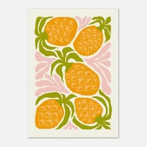 Galrie Vibrant Pineapple Print Wall Art from Abstract Fruit Collection for Kitchen Decor, Poster Only, A4 21 x 30cm (8 x 12inch)