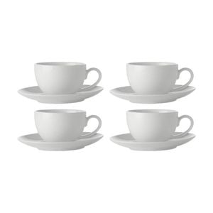 4pk Maxwell & Williams 90 Ml White Basics Coupe Demi Cup & Saucer Set - White
