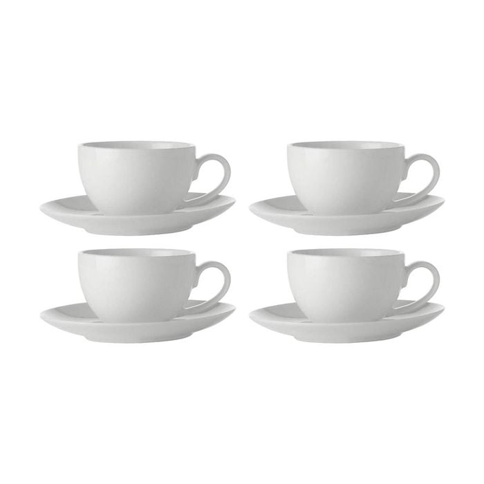 4pk Maxwell & Williams 90 Ml White Basics Coupe Demi Cup & Saucer Set - White