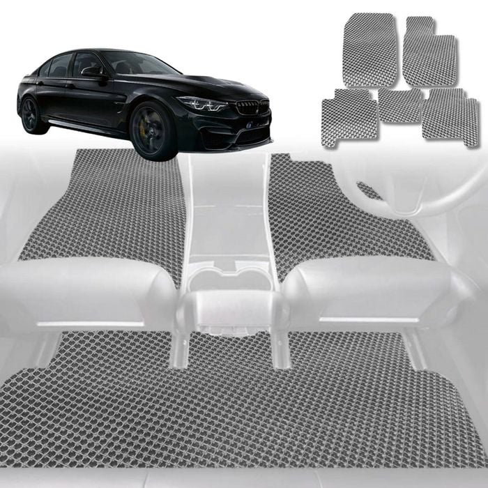 6D Diamond Car Floor Mats for BMW M3 (F80)2014-2019-Full Set-Grey-Outback GT