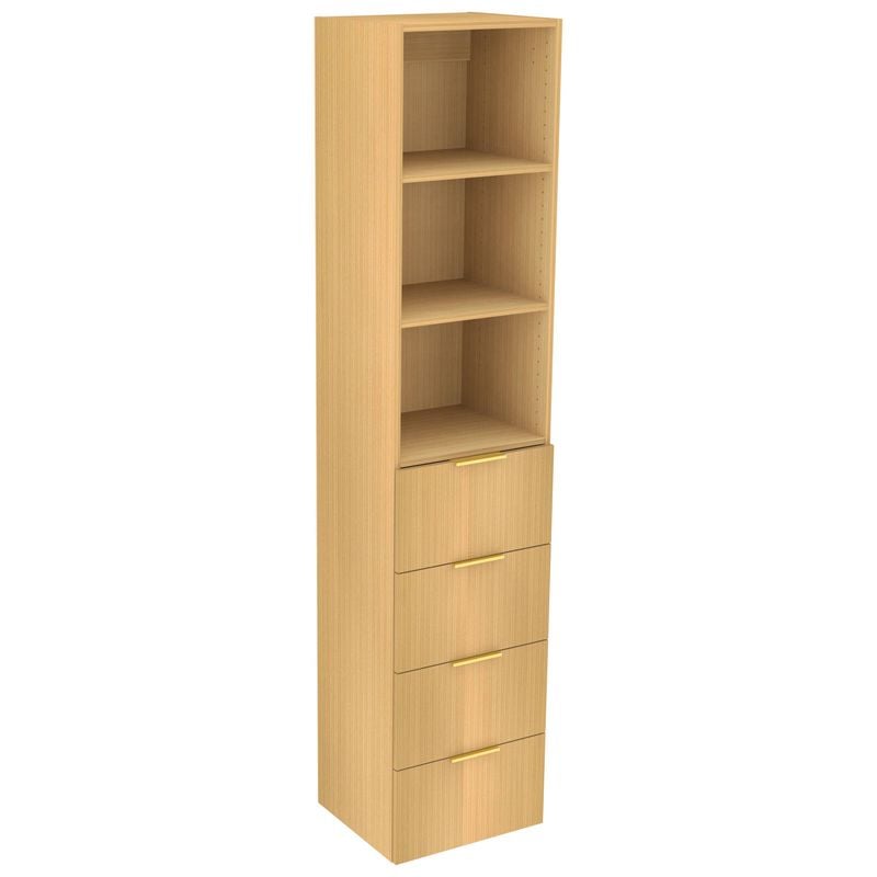 Lugna 2048 x 450 x 380mm Sand Ready to Assemble Robe Insert 2 Shelf 4 Drawer Unit