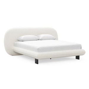 Brune Queen Canvas Ivory Fabric Bed Frame