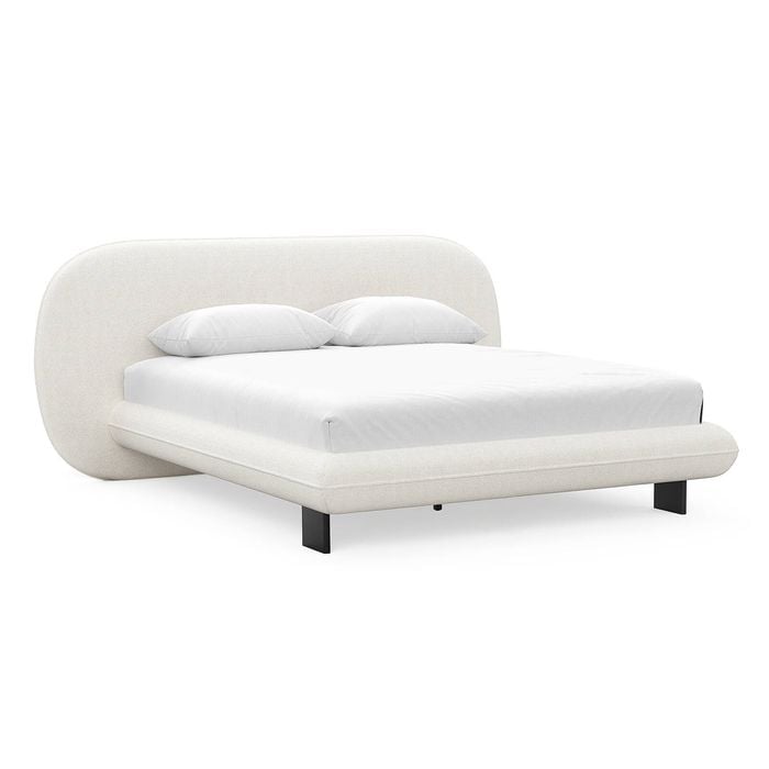 Brune Queen Canvas Ivory Fabric Bed Frame