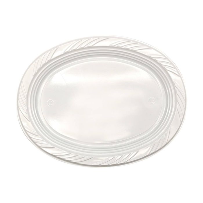 10x 25pc Partyware Reusable Oval Plates Set Tableware 230mm White