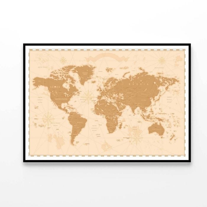 Old Vintage Retro World Map  Print 100% Australian Made 120x90cm  (Poster)