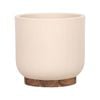 250 x 250mm Large Cream Round Linear Ceramic Pot
