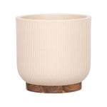 250 x 250mm Large Cream Round Linear Ceramic Pot