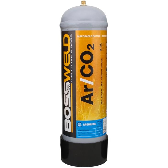 Bossweld 2.2L Argon/CO2 Disposable Gas Bottle