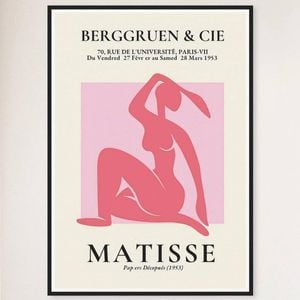 Galrie Henri Matisse Vintage Print Exhibition at Galerie Berggruen & Cie, Black Frame, A2 42 x 60cm (16 x 24inch)