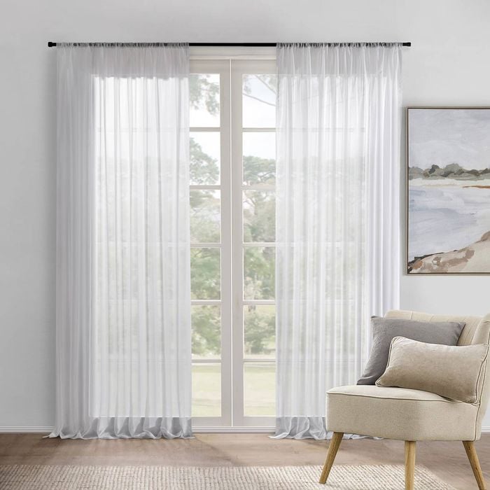Sherwood Georgia Sheer Rod Pocket Curtain Pair White 135x223cm