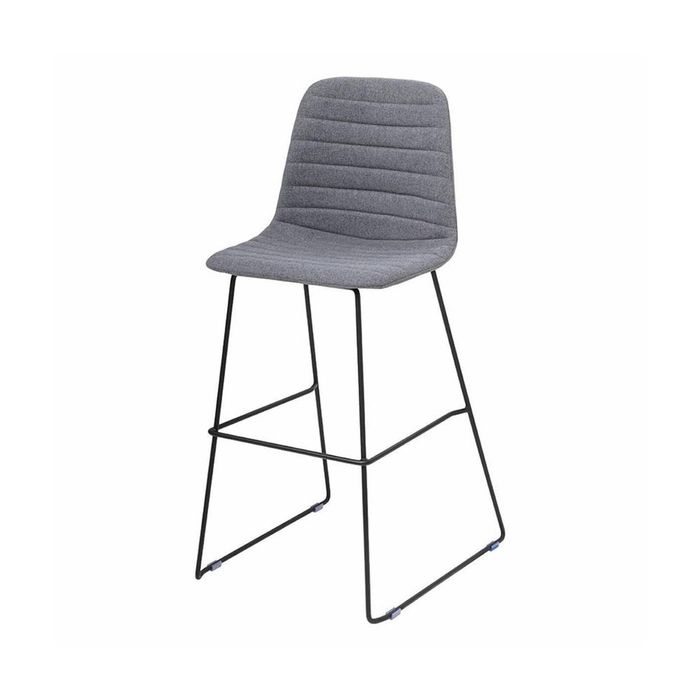 Olg Sofia Bar Stool Black Sled Base Light Grey Vinyl Upholstered Seat