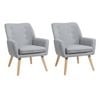 Oikiture 2x Armchair Lounge Chair Linen Accent Armchairs Tub Chairs Sofa Grey