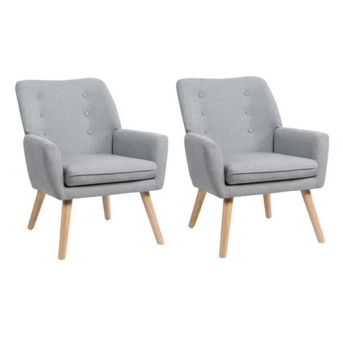Oikiture 2x Armchair Lounge Chair Linen Accent Armchairs Tub