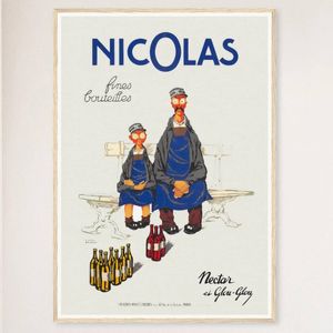 Galrie Nicolas Fine Bottles Vintage French Art Poster by Jules Isnard Dransy (1930) Home, Wood Frame, 70 x 100cm (28 x 40inch)