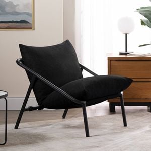 Zinus Premium Ada Sling Accent Chair Metal Frame Armchair With Foam Cushion - Black