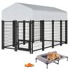 Advwin Large Dog Crate Outdoor Metal Kennel Enclosure with Elevated Dog Bed