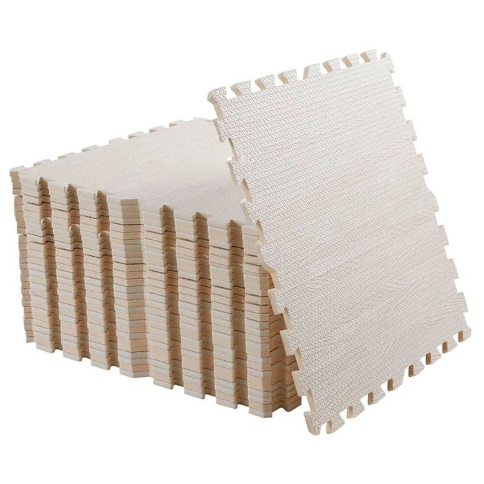 P&P Wood Grain EVA Foam Floor Mat Tiles, 12pcs