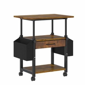 Advwin Mobile Printer Stand Height Adjustable With Storage & Wheels Rustic Brown