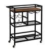 Artiss Bar Cart Drinks Trolley Wine Rack Glass Holder Hooks 72cm Black