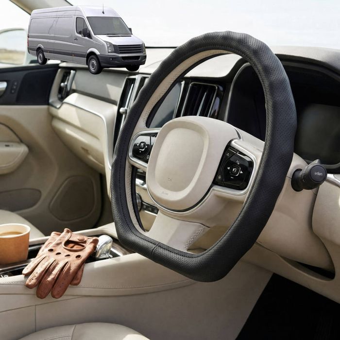 Australian Goose Steering Wheel Cover for VolksWagen Crafter 2006 - 2017 (Typ 2E/2F) D-shape Black