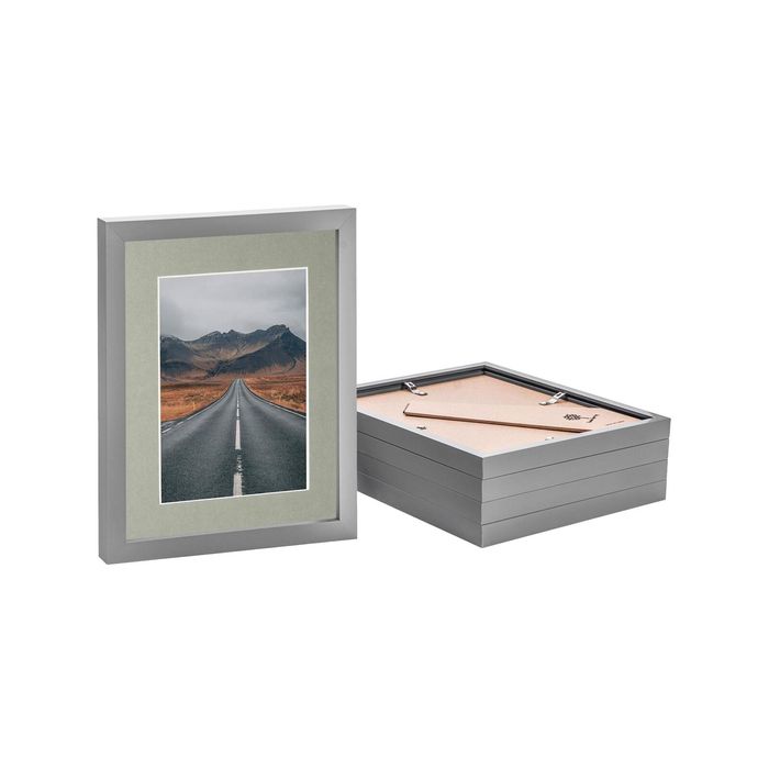 Nicola Spring Photo Frames with 5" x 7" Mount - 8" x 10" - Grey - Pack of 5