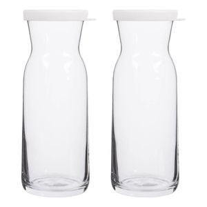 LAV Fonte Glass Carafes - 700ml - White Lid - Pack of 2