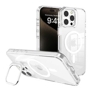 REDEFINE Transparent Magsafe Case Cover with Magnetic Ring for iPhone 16 Pro Max - Silver White