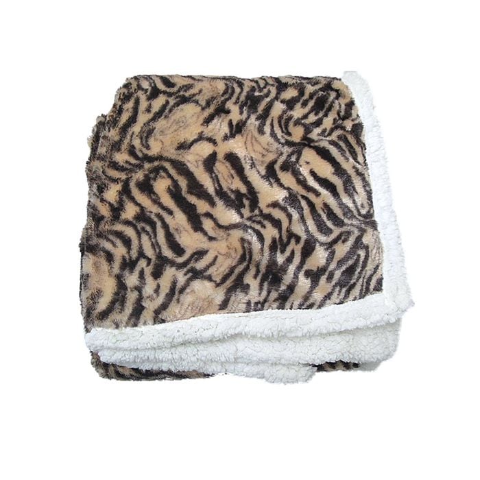Luxury Faux Fur Reversible Throw Rug - Mountain Cat 127 x 152 cm