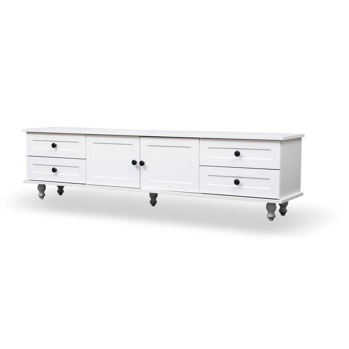 Foret Tv Stand Entertainment Unit Storage Cabinet Classic 160cm White