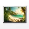 Beach with Palm Tree  Print 100% Australian Made 90x60cm  (Poster)