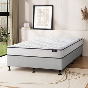 Oikiture Bed Frame with Single Mattress Upholstered Platform Grey ZICO