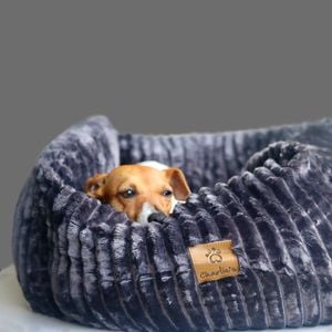 Charlie's Ascher Plush Corduroy Square Dog Bed Grey - Medium