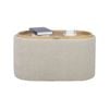 P&P Oval Beige Chenille Storage Ottoman with Removable Tray 56x56x42cm