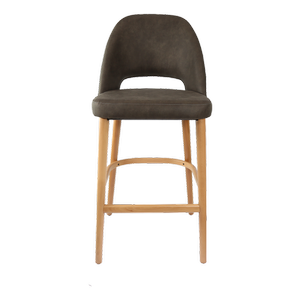 Durafurn 750mm High Charcoal Fabric Semifreddo Bar Stool with Natural Beech Wood Legs