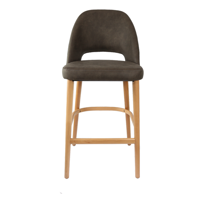 Durafurn 750mm High Charcoal Fabric Semifreddo Bar Stool with Natural Beech Wood Legs