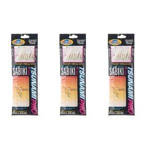 3x Tsunami 8 Red Hook Sabiki Rig - Iridescent Glo Head Flash and Beads Size 10