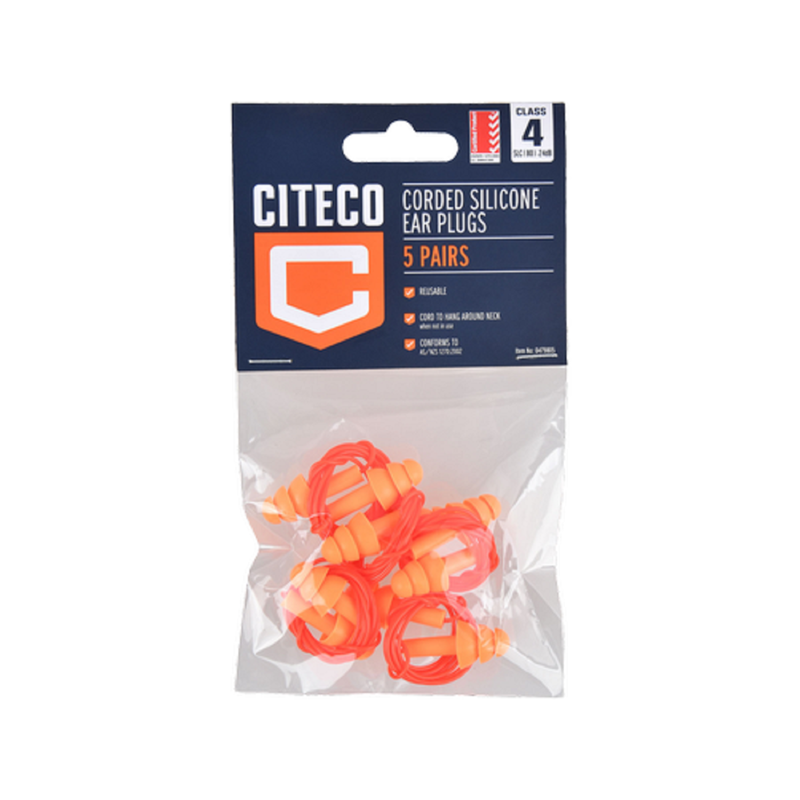 Class 4 PU Corded Ear Plugs - 5 Pack