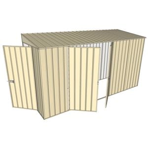 Build-A-Shed 1.2 x 3.7 x 2.0m Tunnel Shed Tunnel Hinged Door with Double Hinged Doors - Cream