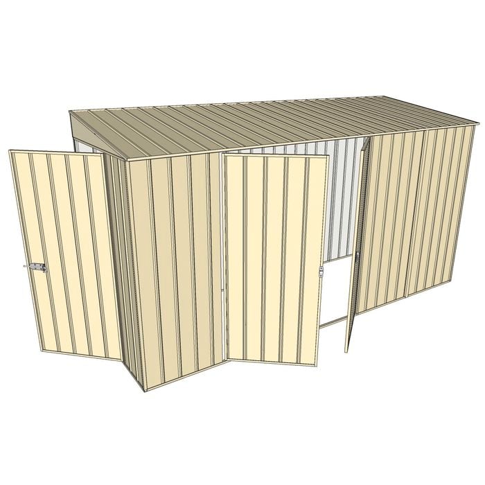 Build-A-Shed 1.2 x 3.7 x 2.0m Tunnel Shed Tunnel Hinged Door with Double Hinged Doors - Cream