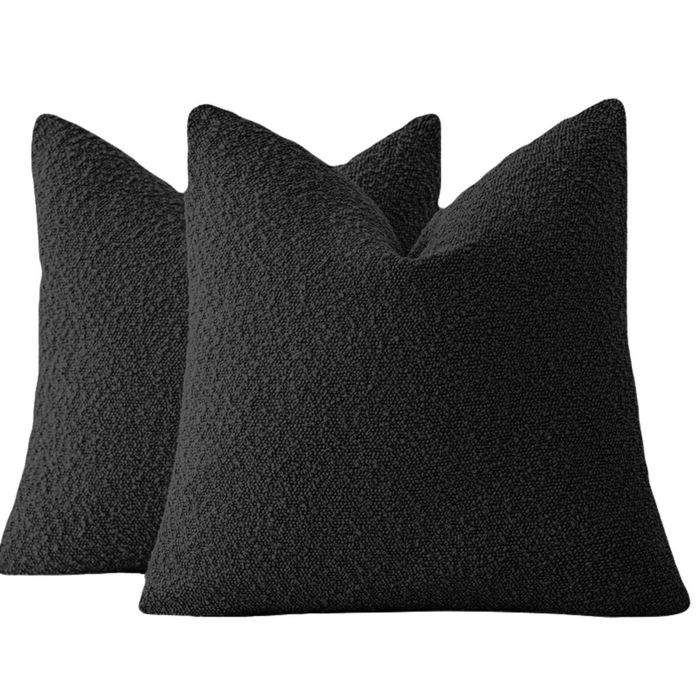 Gioia Casa 2-Pack Bouclé European Pillowcases  - Black, 65x65cm