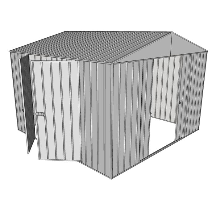 Build-a-Shed 3.0 x 3.0 x 2.3m Double Sliding and Double Hinge Door Shed - Zinc
