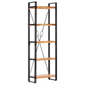 vidaXL Solid Acacia Wood 5-Tier Bookcase 60cm Standing Shelf Book Cabinet
