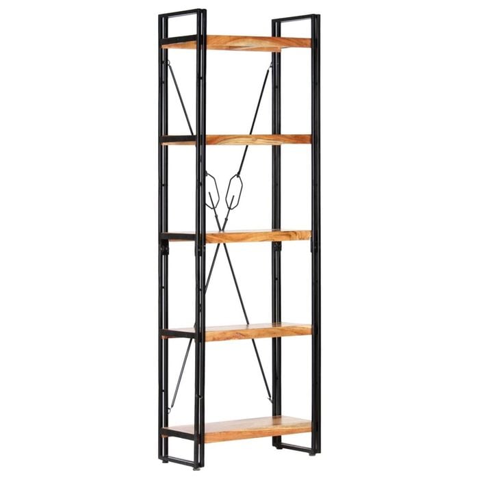 vidaXL Solid Acacia Wood 5-Tier Bookcase 60cm Standing Shelf Book Cabinet