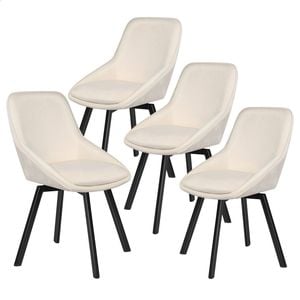 ALFORDSON Set of 4 Dining Chairs Accent Kitchen Swivel Lounge Padded Seat Velvet Beige