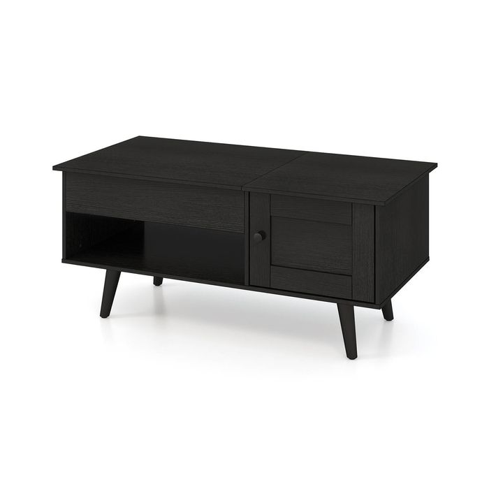 Costway Lift-Top Coffe Table Wooden Coffee Table Hidden Storage Cabinet Black