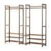 Oikiture Clothes Rack Open Wardrobe Hanging Rail Bamboo 13 Shelves