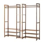 Oikiture Clothes Rack Open Wardrobe Hanging Rail Bamboo 13 Shelves